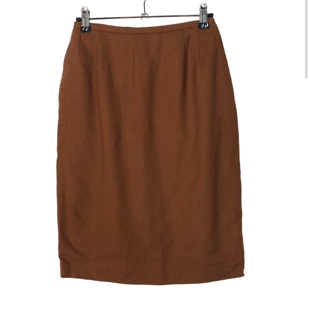 Liz Claiborne Vintage Camel Brown Wool Knee Length Pencil Skirt 4